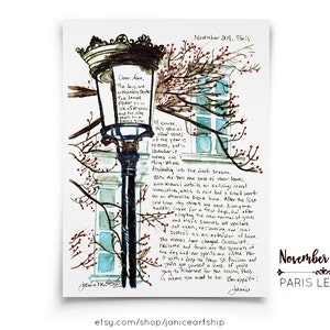 LETRAS DE PARIS de Janice MacLeod, Assinatura, Luz de novembro, Lâmpada de Emily em Paris