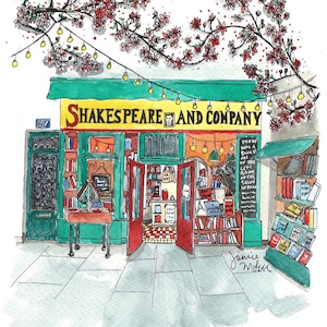 Number 20 of 100: Original Painting of Shakespeare and Company in Paris, gift for travelers, Francophiles, Paris lovers, book lovers image 1