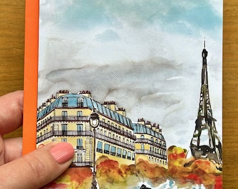 Paris Autumn Note Card: Eiffel Tower Stationery