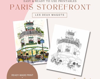 Paris Art printables for painting and framing, Les Deux Magots, City Architecture, by Janice MacLeod, author of Paris Letters