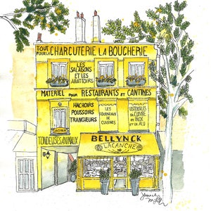 Number 11 of 100: Original Painting of a Paris storefront, th kitchen supply shop Bellynck, gift for traveler, wall art, gift for foodies image 1