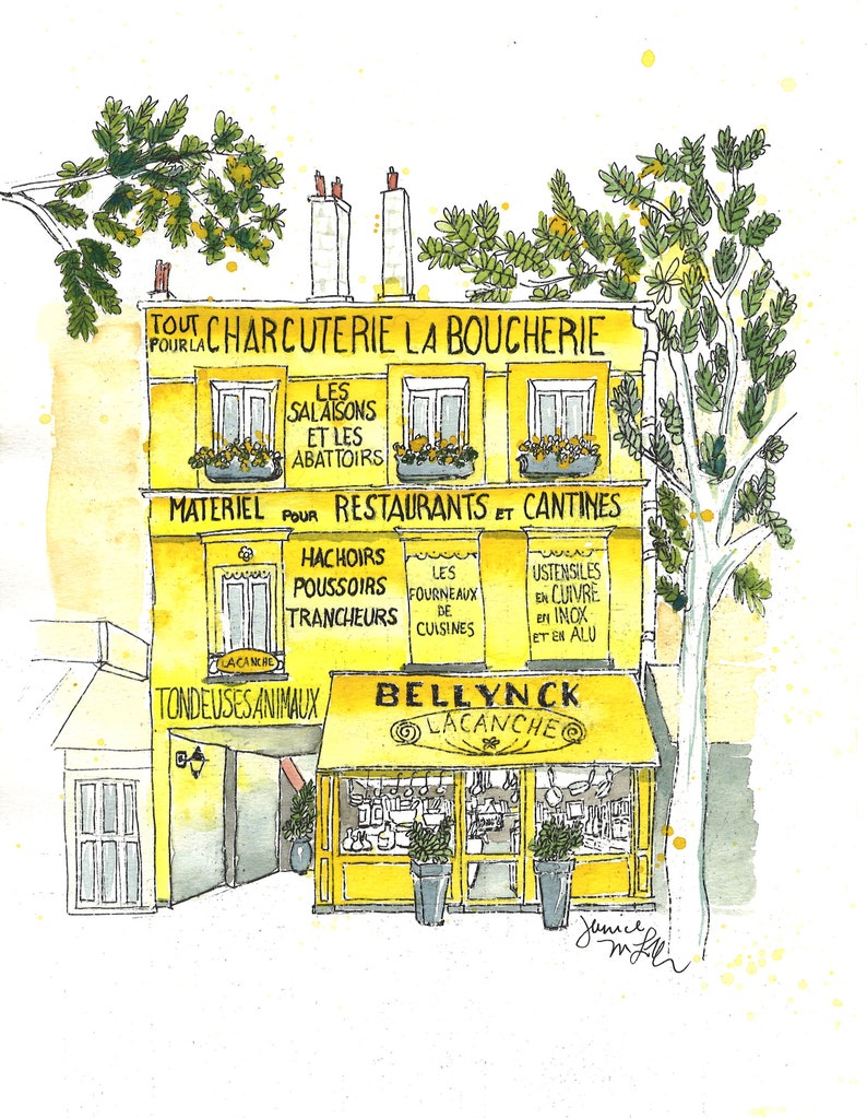 Number 11 of 100: Original Painting of a Paris storefront, th kitchen supply shop Bellynck, gift for traveler, wall art, gift for foodies image 1
