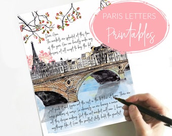Paris Printables: Digital downloads for writing letters, making cards, art, bullet journals, scrapbooking... all with Paris Letter art