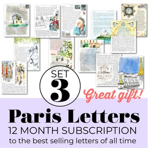 CARTAS DE PARIS: assinatura de 12 meses do CONJUNTO 3 das Cartas de Paris mais vendidas de todos os tempos