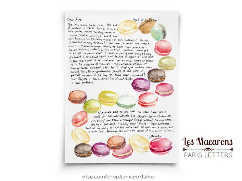 PARIS LETTERS by Janice MacLeod, Macarons: , April, A letter about why the macaron is at the top of the dessert pyramid image 1