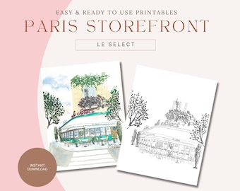 Paris Art printables for painting and framing, Le Select Cafe in Paris, City Architecture, by Janice MacLeod, author of Paris Letters