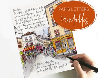 Paris Printables: Digital downloads for writing letters, making cards, art, bullet journals, scrapbooking... all with Paris Letter art