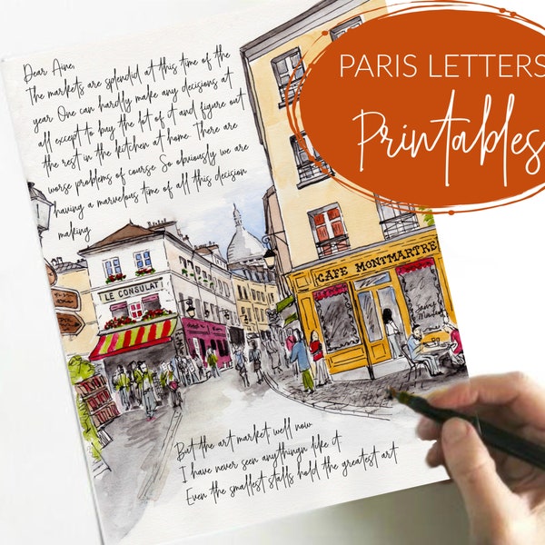 Paris Printables: Digital downloads for writing letters, making cards, art, bullet journals, scrapbooking... all with Paris Letter art