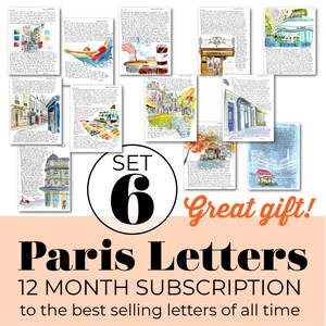 CARTAS DE PARIS: assinatura de 12 meses do CONJUNTO 6 das Cartas de Paris mais vendidas de todos os tempos