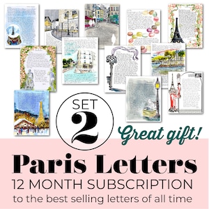 CARTAS DE PARIS: assinatura de 12 meses do CONJUNTO 2 das Cartas de Paris mais vendidas de todos os tempos