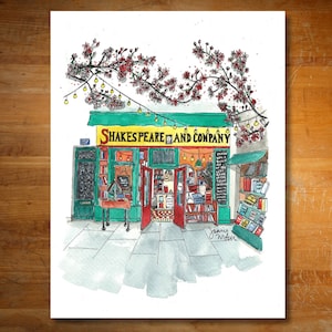Number 20 of 100: Original Painting of Shakespeare and Company in Paris, gift for travelers, Francophiles, Paris lovers, book lovers image 4
