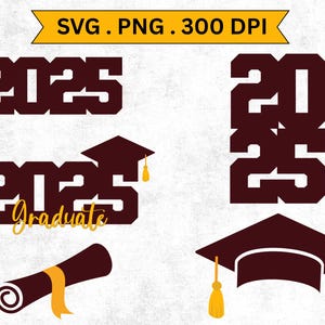 2025 Abschluss SVG, Abschlusskappe, Abschlusszertifikat, Kuchen Cupcake Topper, Abschluss Herzstück, Sofortiger digitaler Download