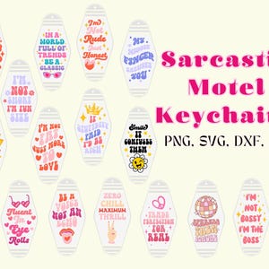 motel Keychain SVG, PNG, DXF, Eps Bundle, 15 Retro sarkastische Schlüsselanhänger Designs | Freche und witzige Laser Gravur Dateien für Cricut Sublimation