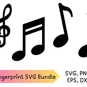 Note musicali SVG, file di taglio vettoriali, note musicali PNG, sfondo trasparente, clip art di note musicali, download digitale istantaneo