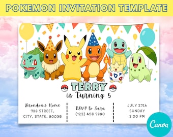 Pokemon Birthday Boy Invitation | Pokemon Birthday Invitation | Printable Birthday Party Invitations | Digital Kids Party Invite