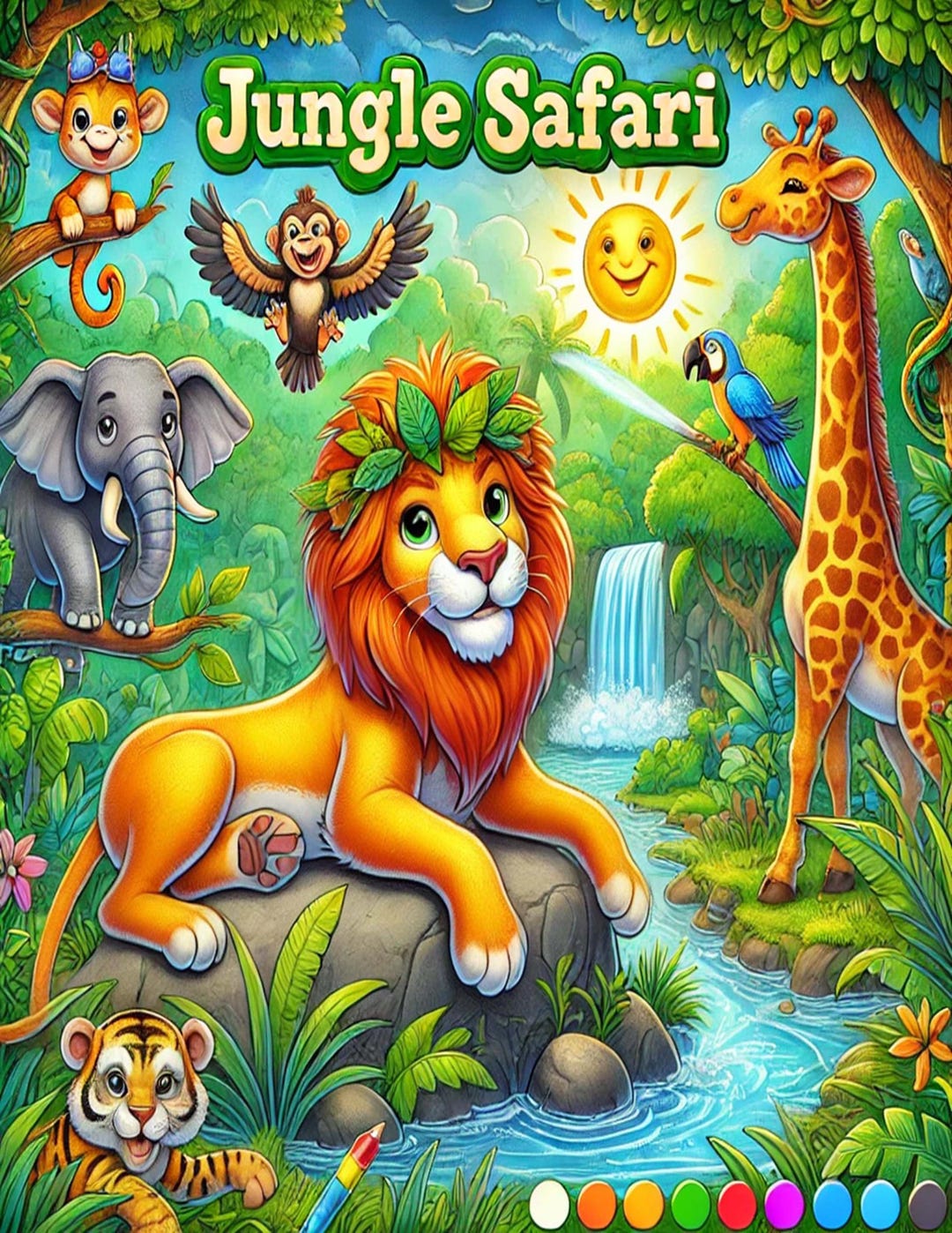 Jungle Safari - 20 Printable Coloring Pages for Kids | Digital Download ...
