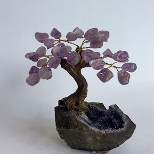 Handcrafted Tree of Life in Natural Stones – Amethyst Druse, Tumbled Stones