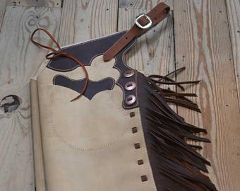 Handmade Suede Western Chaps: Fringe Cowboy Rodeo Gear with Conchos