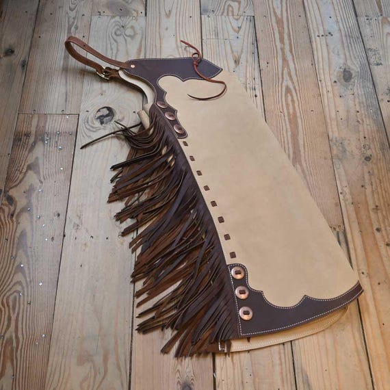 Chaps Western Vintage - Daim Marron - Franges Et Fermeture éclair - Taille M/L