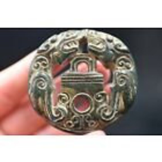 Old Chinese HongShan culture Meteorite jade Hand-carved bead amulet Pendant