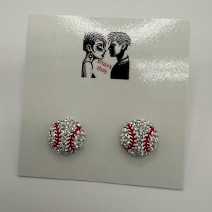 Baseball crystal stud earrings