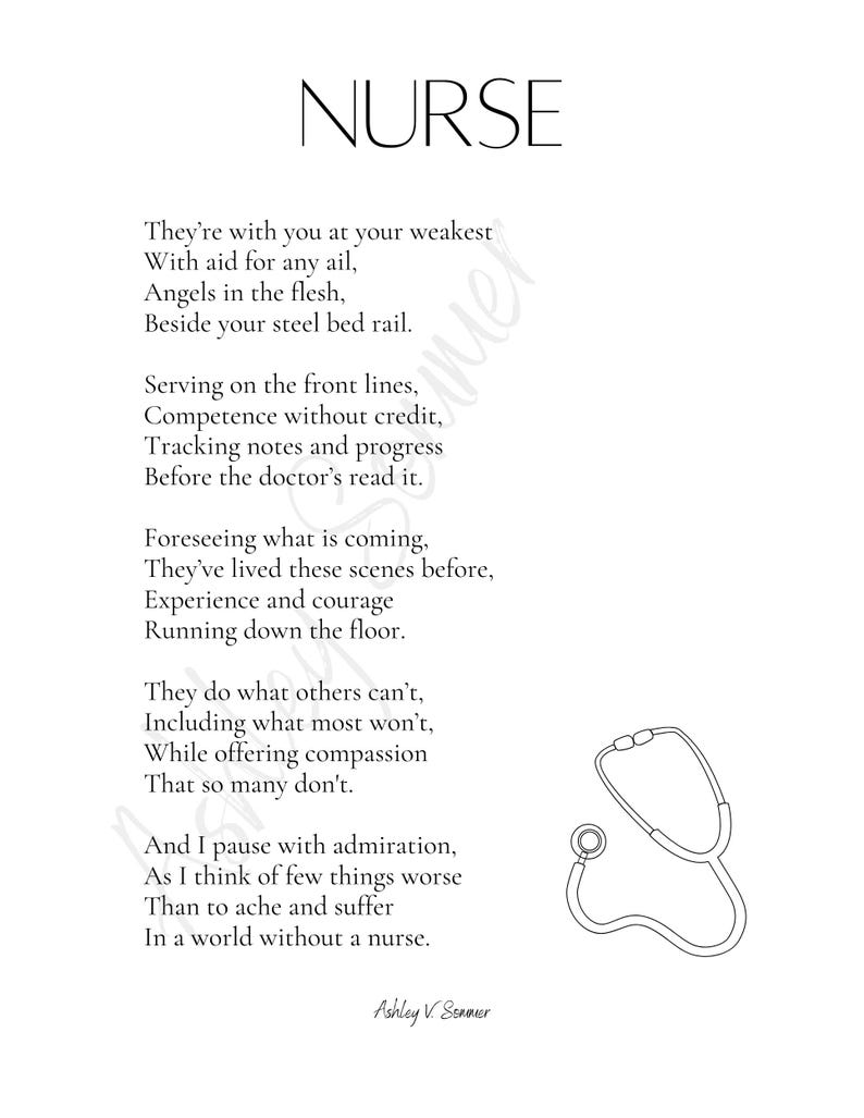 Nurse Appreciation Poem Etsy Nurse Appreciation Poem Etsy