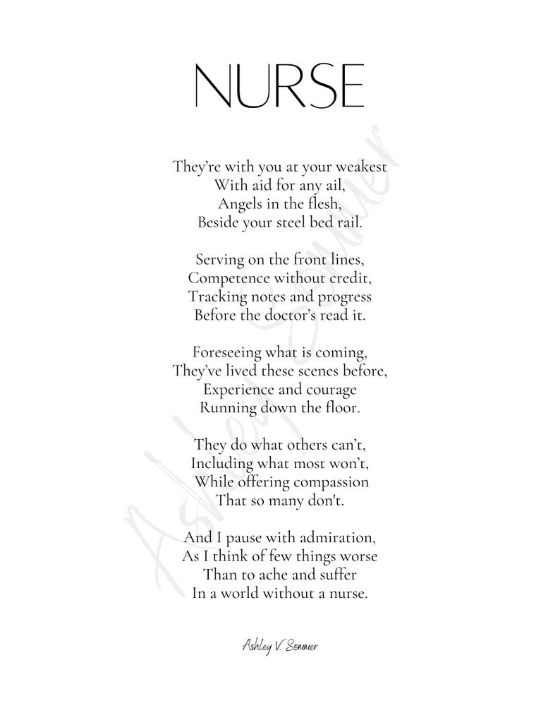 Nurse Appreciation Poem Etsy Nurse Appreciation Poem Etsy