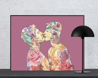 Premium Framed Artwork - Love - Gay couple