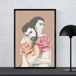 Opera d'arte incorniciata di alta qualità - Insieme - Coppia gay