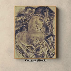 Vintage Horses Drawing: Antique Style Wall Art (Instant Download)