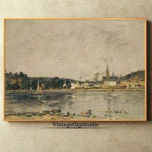 Eugene Boudin Coastal Painting: 19th Century River Landscape Art (Digital Download)