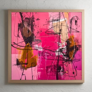 Contemporary Pink Graffiti Painting: Modern Square Art (Digital Download)