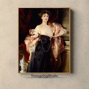 Vintage Woman Portrait by John Singer Sargent (Instant Download), Ball Gown Woman Painting