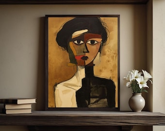 Abstract Face Art Print: Coffee Portrait Painting (Digital Download)