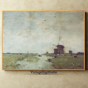 Vintage Watercolor Landscape Painting: Serene Muted Wall Art (Digital Download)