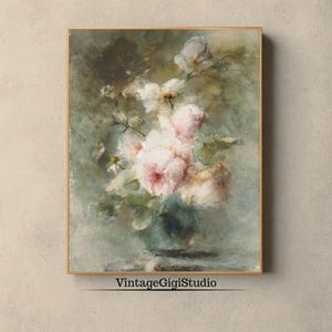 Vintage Rose Painting: 19th Century Floral Still Life (Digital Download)