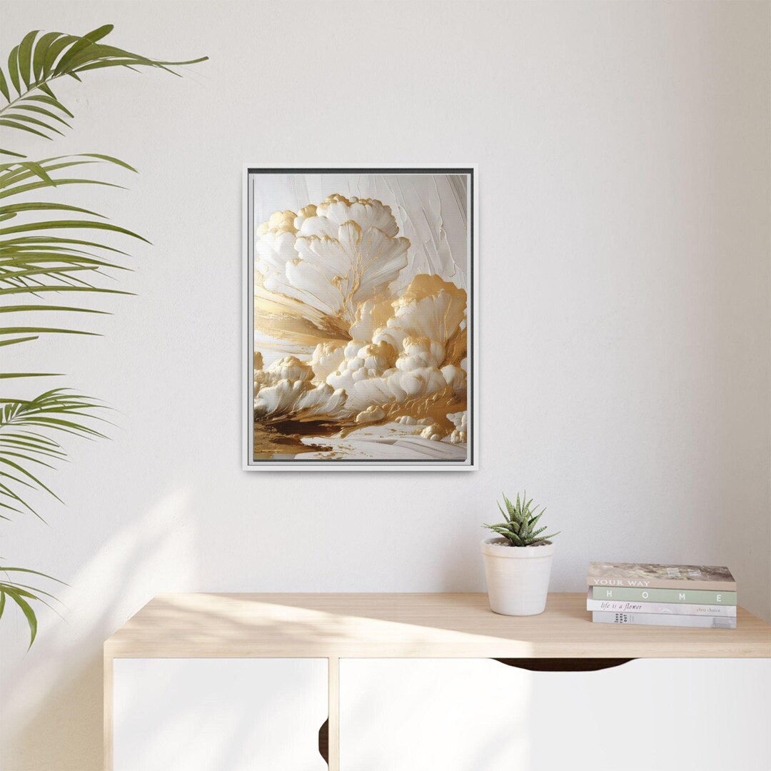 Elegant Floral Gold Framed Canvas, Wall Art for Home Decor, Modern ...