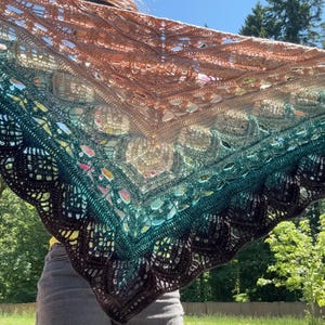 Hand-Crocheted Cotton Gradient Shawl | Lightweight Lace Triangle Wrap | Boho Chic Festival Wear