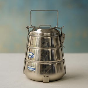 3-Tier Stainless Steel Tiffin Box: Eco-Friendly Indian Bento Lunch Container