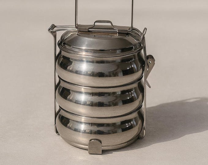 3-Tier Stainless Steel Tiffin Box: Eco-Friendly Indian Bento Lunch Tiffin