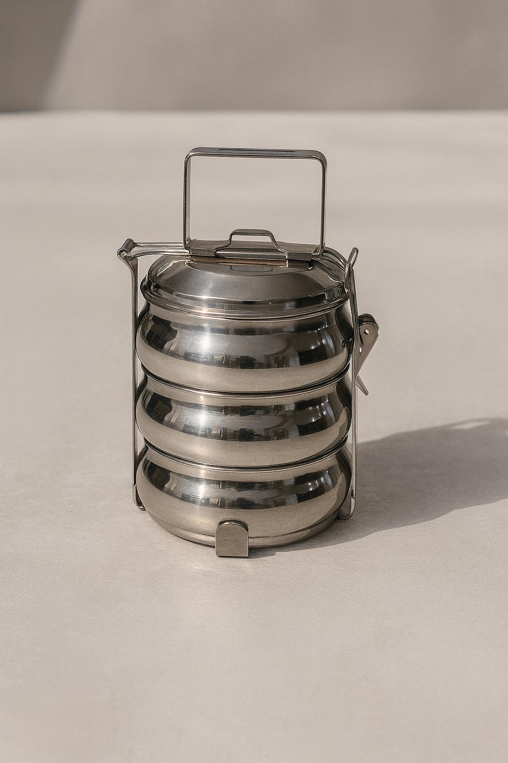 3-Tier Stainless Steel Tiffin Box: Eco-Friendly Indian Bento Lunch Tiffin