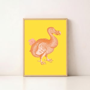 Ilustração vintage de um dodô, arte impressa para decoração de parede com temática científica (download digital)