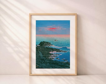 Mañana de Kawase Hasui en Cabo Inubo – Paisaje japonés vintage en madera (descarga digital)