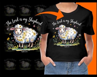 Cute Lamb The Lord Is My Shepherd PNG, Christian Kids, Bible Verse Art, Scripture Print, Religious Download, Kids Room Decor, Digital