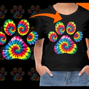 Derby Day PNG, Tie Dye Dog Paw Print Colorful Graphic PNG, Trendy Animal Design, Sublimation, Clipart, Cut Files for Cricut, Vector