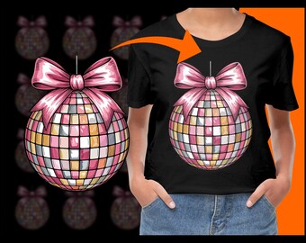 Pink Disco Ball With Bow Party Theme PNG, Free Commercial use, Instant Download