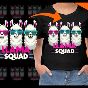 Funny Llama Squad PNG, Cute Llama Glasses Digital Art, Animal Print Humorous Design, Printable Wall Art, Instant Download