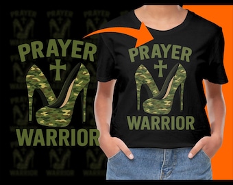 Tacones de camuflaje de guerrero de oración, PNG, digital, camuflaje, fe, cristiano, iglesia, tacones, religioso, mujer, empoderamiento, militar, descargable