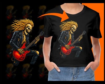 Flaming Guitarist Skeleton Rock and Roll PNG, Free Commercial use, Instant Download