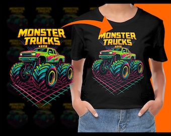 Monster Truck Art PNG, Retro Neon Digital Download, 80s Truck Clipart, Off Road Graphic, Racing Printable, Wall Art, Cool Car Illustration